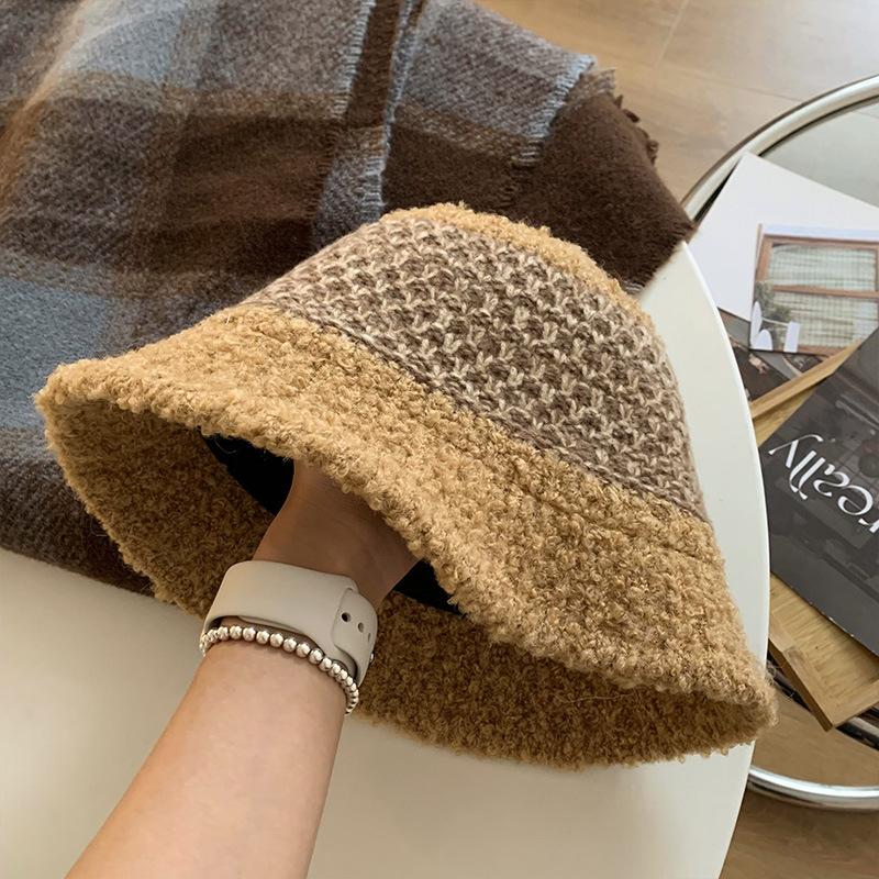 Bucket Hat Damen Herbst Winter Großer Kopfumfang Farbe Warm Fischerhut Passend Premium-Feeling Baumwolle Outdoor