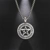 Vintage Pentagram Pendant Necklace for Men Stainless Steel Jewish Star Religious Jewelry Gift