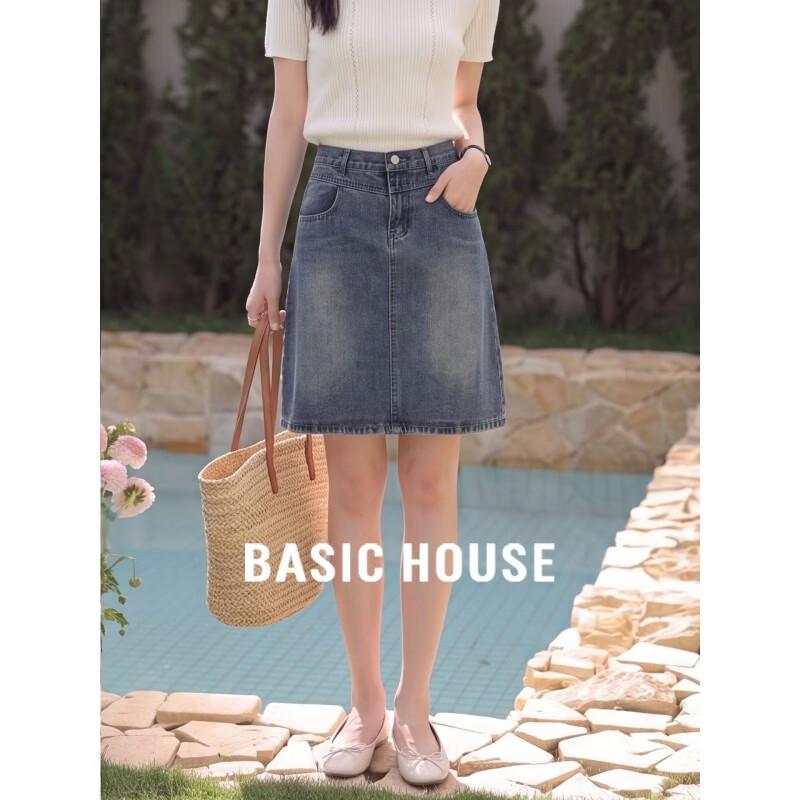 Basic House Women s High-Waisted Denim Mini Skirt XL