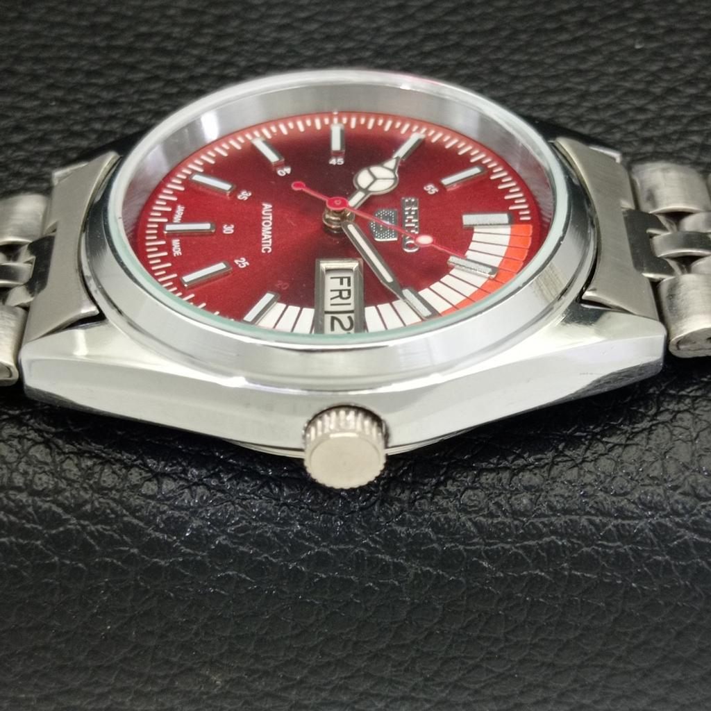Seiko 5 AUTOMATIC VINTAGE REFURBISHED 6309A JAPAN MENS RED DIAL WATCH A440878-9 Sk-a440878-1