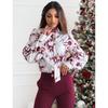 Camisa de manga larga con lazo y estampado sencillo de primavera para mujer