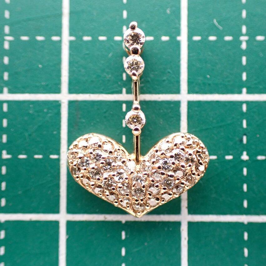 [Used] K18 Diamond Heart Pendant Top / J55-40
