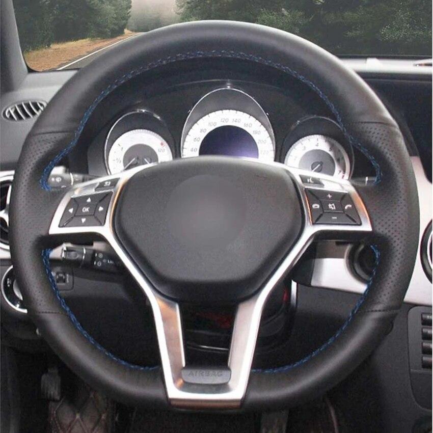 Black Hand-stitched PU Artificial Leather Car Steering Wheel Cover for Mercedes Benz A-Class 2013-2015 CLA-Class 2013 C-Class