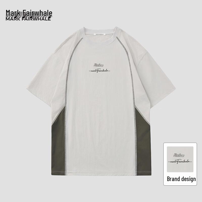 Mark Huafei Men s Ice Silk Quick Dry Color Block T-Shirt XL грязно-белый