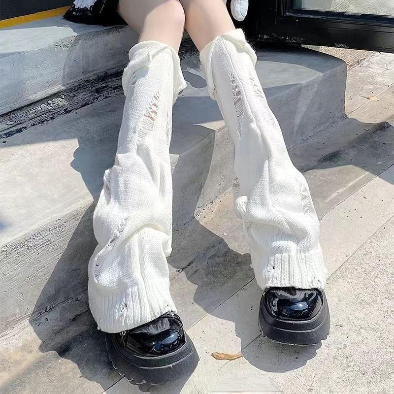 1Pair Cute Lolita Warmer Flared Socks Autumn Winter Calf Gaiter Stylish Leg Warmers Cartoon Solid Color Long Tube Leg Warmer