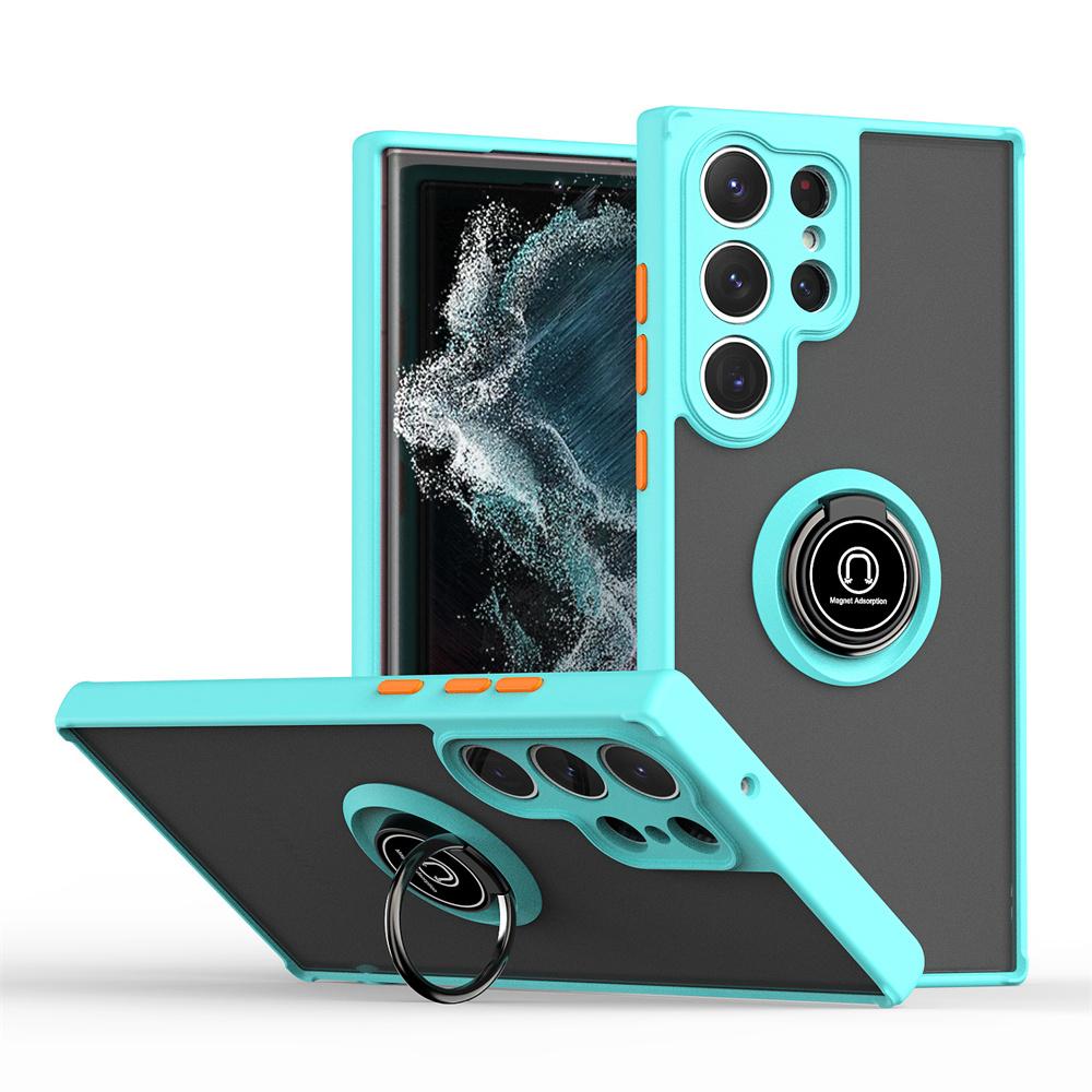 Schokbestendige Armor Mat Zwart Hoesje Voor Samsung Galaxy S24 S23 S22 S21 S20 Ultra FE 20 Ultra 5G A32 A52 A72 S10 Plus Magnetische Houder For Galaxy S21 Plus