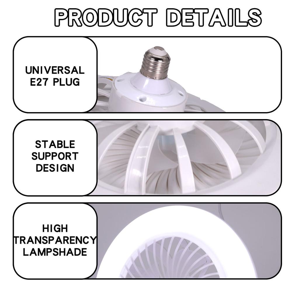 30W Modern Ceiling Fan with LED Light 3 Speed Timing Remote Control E27 Base Indoor Fan Lighting for Home Office
