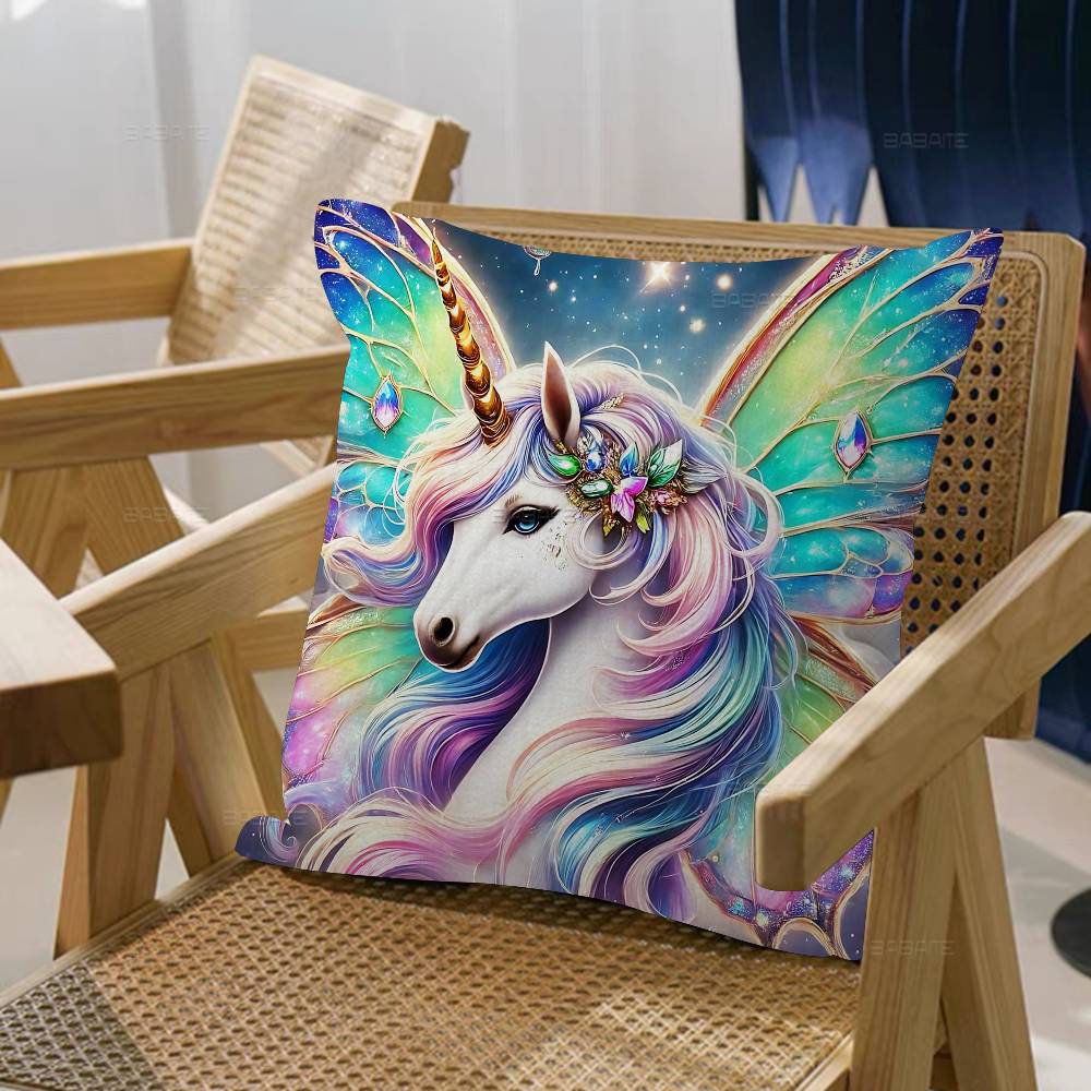 1Pc Cartoon Rainbow Unicorn Cushion Cover Car Throw Pillow Case For Sofa Car Christmas Gift 40X40Cm 45X45Cm