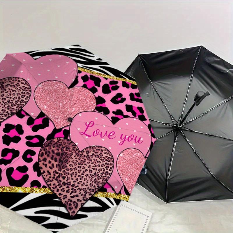 1pc Leopard love Zebra pattern Pattern Design Umbrella,Compact Umbrella, All Season, Travel, Outdoor, One Touch Auto Open and Close,Christmas Gift