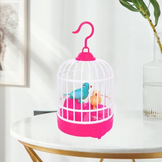 Kids Birdcage Toy with Sound Light Flapping Wings Detachable Hook Voice Control Funny Toddlers Educational Simulated Bird Model Toy Boys Girls Gift