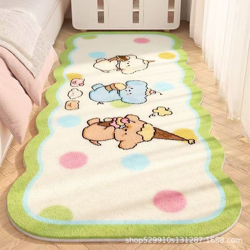 

Cartoon Cute Carpet Home Bedroom Bedside Carpet Anti Dirty Easy To Care for Plush Floor Mat 40 * 120cm