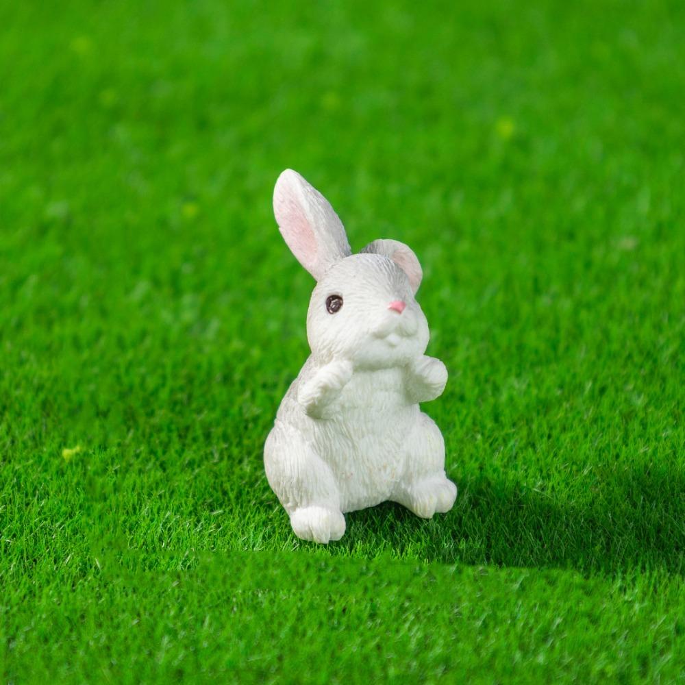 Żywiczna Mini Figurka Królika Wielkanocnego Jajko Wielkanocne Kreskówkowy Króliczek Statuetka Dekoracja Domku dla Lalek