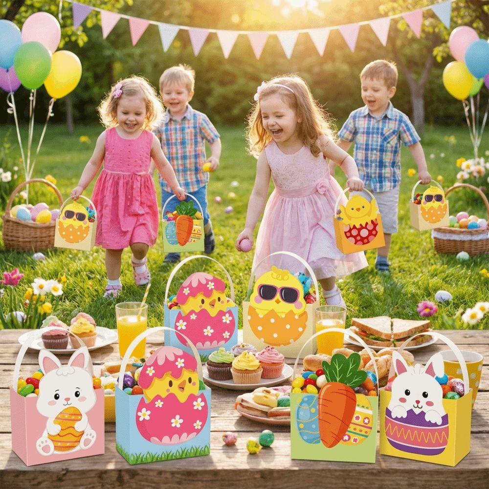 6pcs Egg Rabbit Carrot Easter Bunny Candy Boxes Cartoon Candy Gift Bag Packaging Boxes Kids Favors