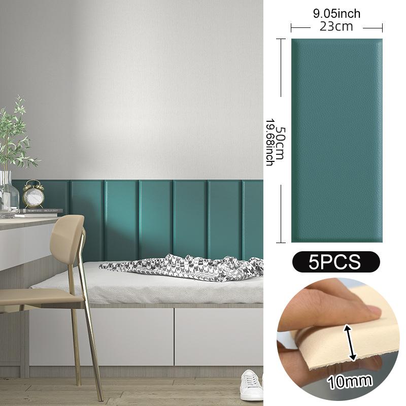 5PCS/SET 3D Wall Stickers Kids Anti-collision Leather Wall Panels Wallpaper Self-adhesive Soft Bag Peel and Stick Headboard Deco