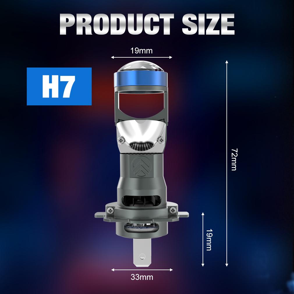 2 Stück H7 LED-Projektorlinsen-Scheinwerferlampen 1:1 LED-Projektor, kabelloses Mini-Objektiv, 20000 lm, 50 W, Auto-Plug & Play, Turbo-Lampe, 6000 K, Weiß, LHD