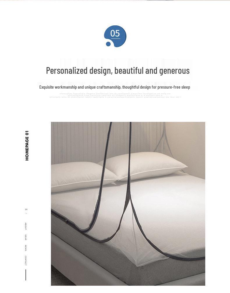 Foldable Yurt Mosquito Net - No Installation Needed, Single/Double, Simple Style for Home & Student Use