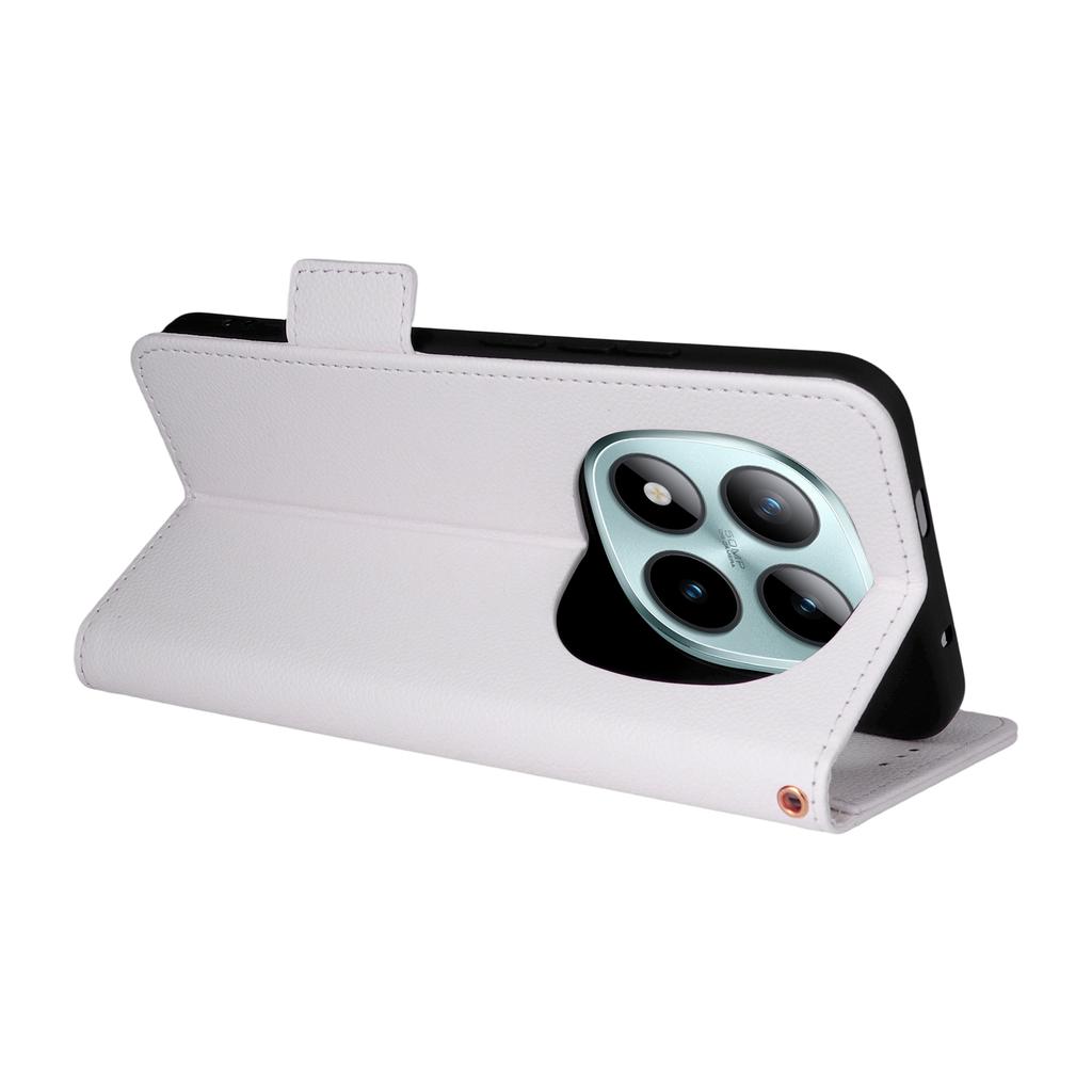 Dla Xiaomi Poco M8 Pro 5G/Redmi Note 15 Pro+ 5G (Światowy) Etui Portfel ze Skóry z Teksturą Litchi z Paskiem na Nadgarstek