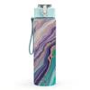 1PC Purple Green Swirl Agate Marble Texture 750ml Color Plastic Sports Water Bottle Leakproof Flip Straw Lid Suitable for Sports Office Home Use