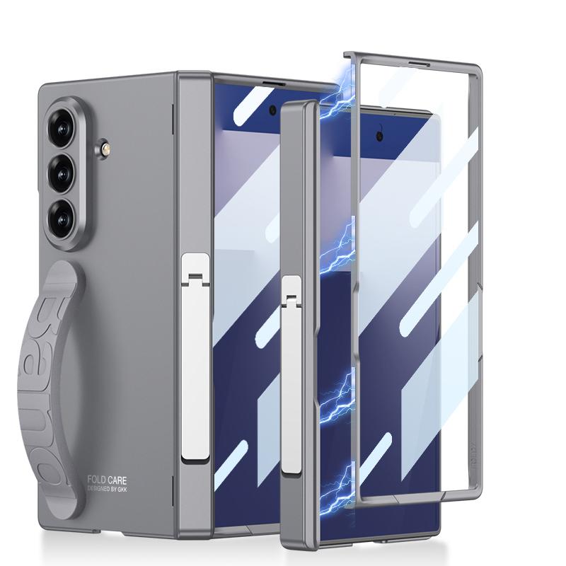 

Magnetic Hinge Folding Stand Holder Wrist Strap with Glass Protector Case for Samsung Galaxy Z Fold 7 fold7 Lens Protect Cover Galaxy Z Fold7