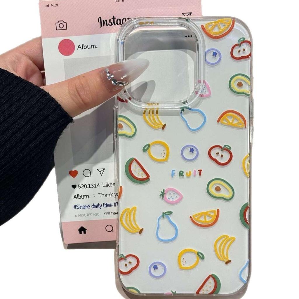 Full screen line fruit suitable for Apple 17Promax mobile phone case IP16 personalized Air white background imd set 15 fresh
