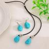 Personality Retro Turquoise Earrings Necklace Set for Women Ethnic Style Adjustable Pendant Earring Accessories Fashion Jewelry