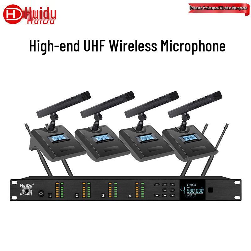 HuiDu HD-2US Dual Wireless Gooseneck & Lavalier Conference Microphone System