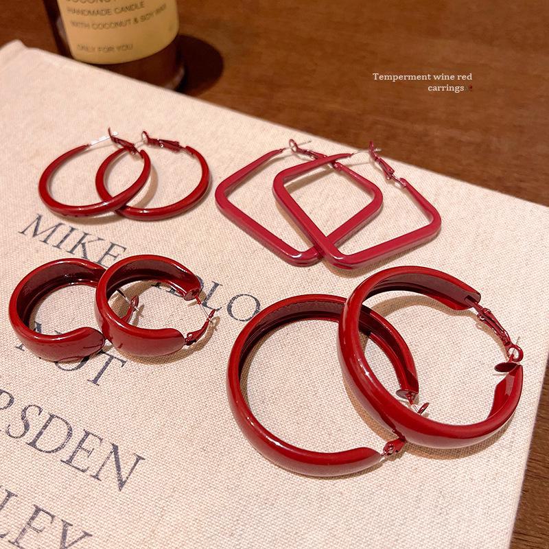 Ankola Red Geometric Festive Earrings: Personalized, Versatile, Trendy Women's Earrings