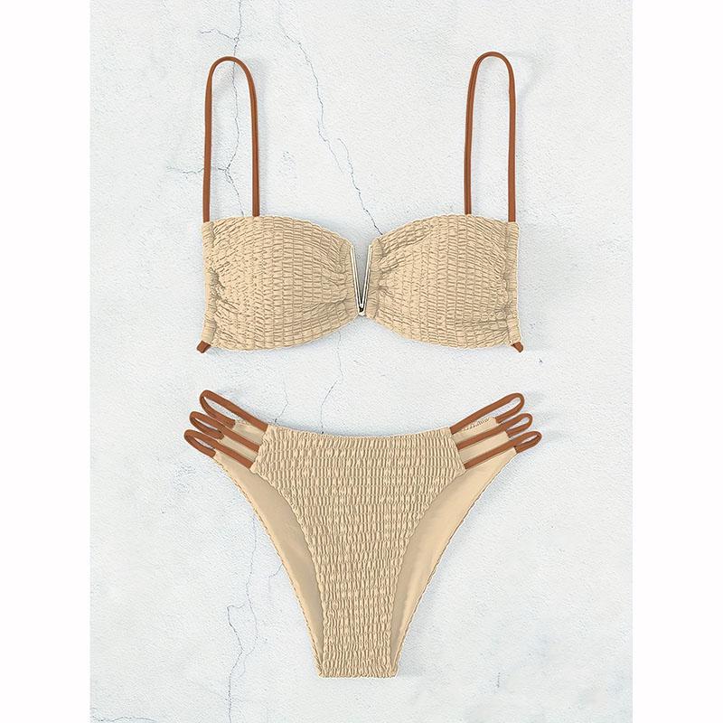 

Новые сексуальные купальники бикини женские купальники пуш-ап женские пляжные купальники купальные костюмы комплект бикини M бежевый