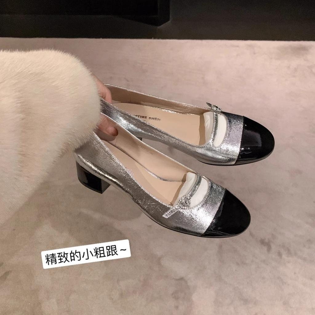 Sheepskin Version~ Color Matching Small Love Diamond Buckle Belt Leather Shoes Thick Heel Mary Jane Shoes Women's Single Shoes Commuting