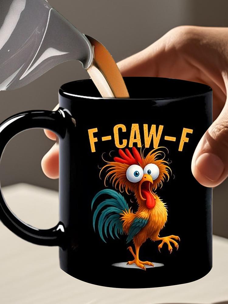 Funny F-Caw-F Chicken Coffee Mug 350ml Novelty Ceramic Rooster Coffee Mugs Tea Cup For Men Women Friends Chicken Lovers