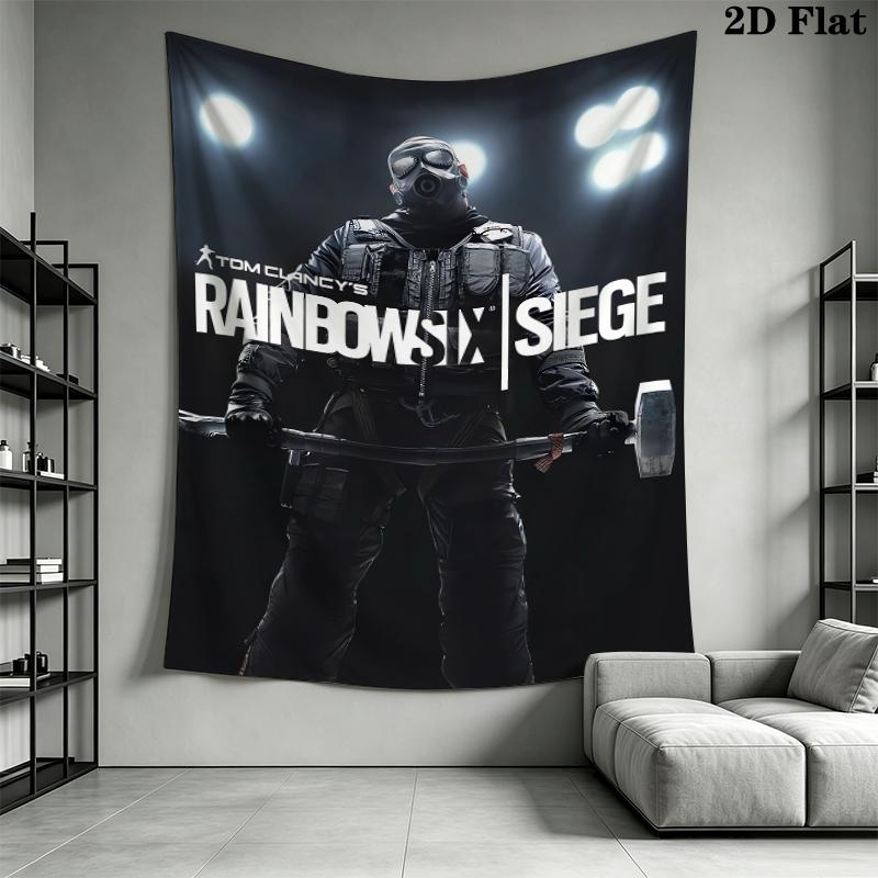 Tom Clancy's Rainbow Six Siege Wall Tapestry Aesthetic Wall Hanging Printed Fabric Blanket Decorative Tapestries for Bedroom Living Room Home Decor