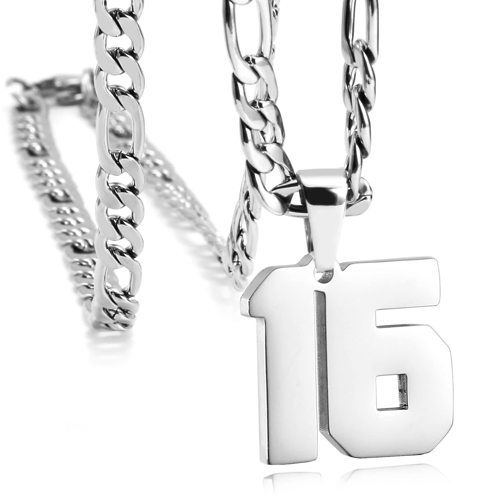 Stainless Steel Digital Pendant Necklace Team Jersey Number Necklace Games Gift Steel Jersey Number Necklace