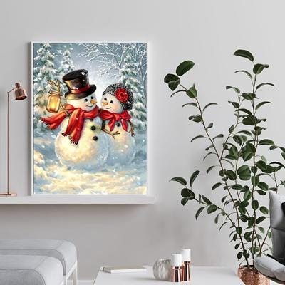 Pittura Diamante 5D Fai da Te Due Pupazzi di Neve Kit Punto Croce Mosaico Ricamo Diamante Rosa Trapano Tondo/Quadrato Completo Decorazione Casa