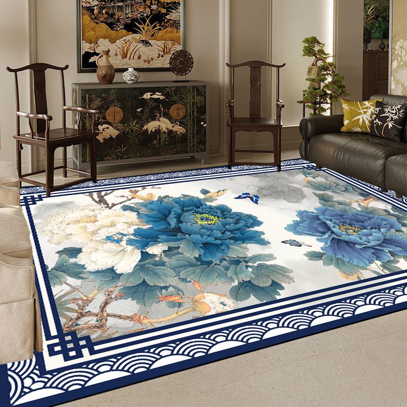 Luxury Chinese Style Large Living Room Carpet 3D Printing Decoration Home Coffee Tables Mat Non-slip Washable Rugs for Bedroom
