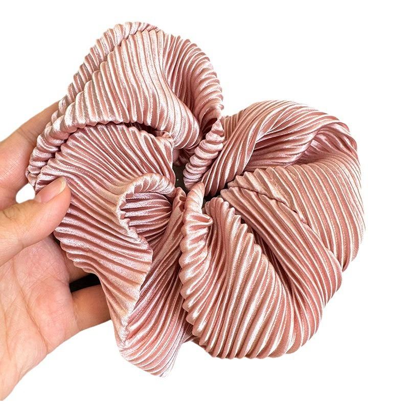 Seidig Cremig Glänzend Große Haargummis Vintage Sanft Einfarbig Haarband Stirnband für Frauen Mädchen Elegant Elastisches Haarband