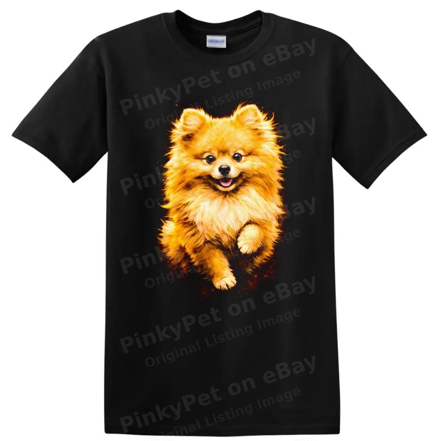 Pomeranian Dog Running T Shirt Cute Orange Fluffy Puppy Lover Tee
