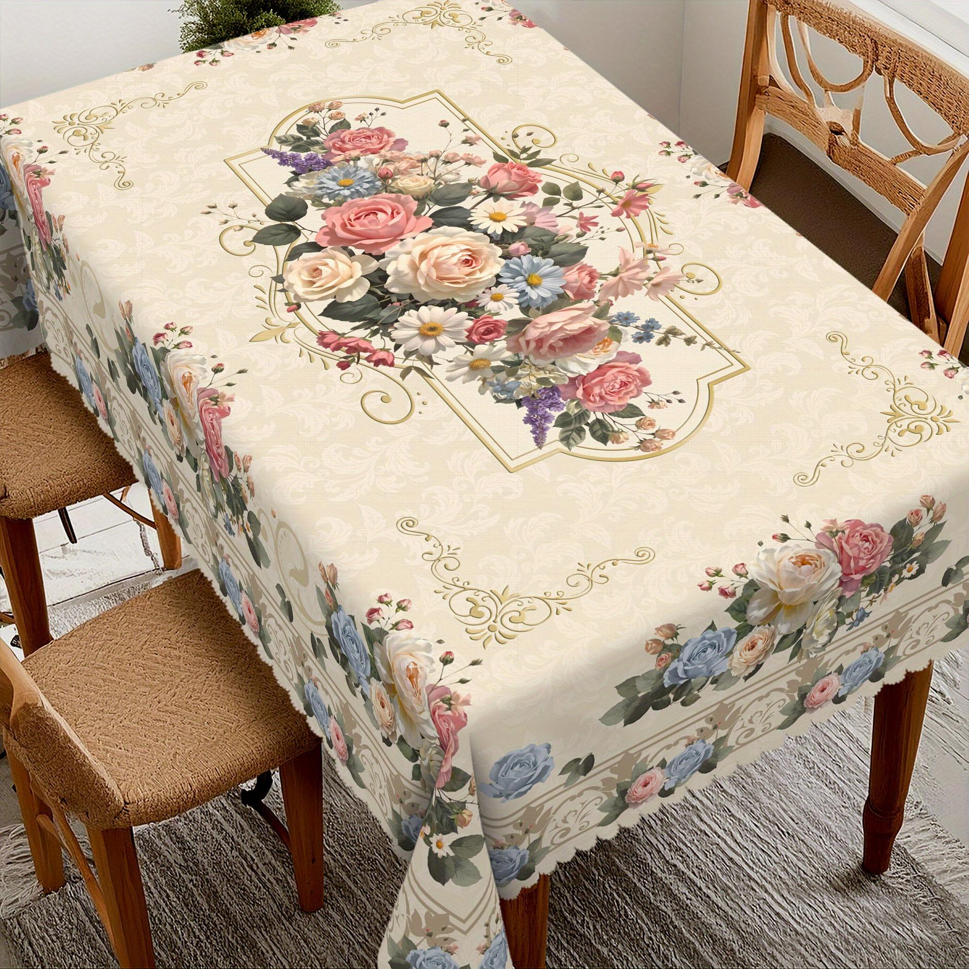 Zomer Roze Roos Bloemen Tafelkleed voor Tafeldecoratie Herbruikbare Keuken Eettafel Doek voor Binnen Buiten Bruiloft Feest Decoratie 140x140cm