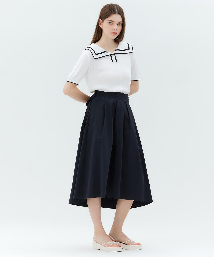 MIND BRIDGE WOMEN [W] Pleated Belted Elastic Skirt - 3 Colors