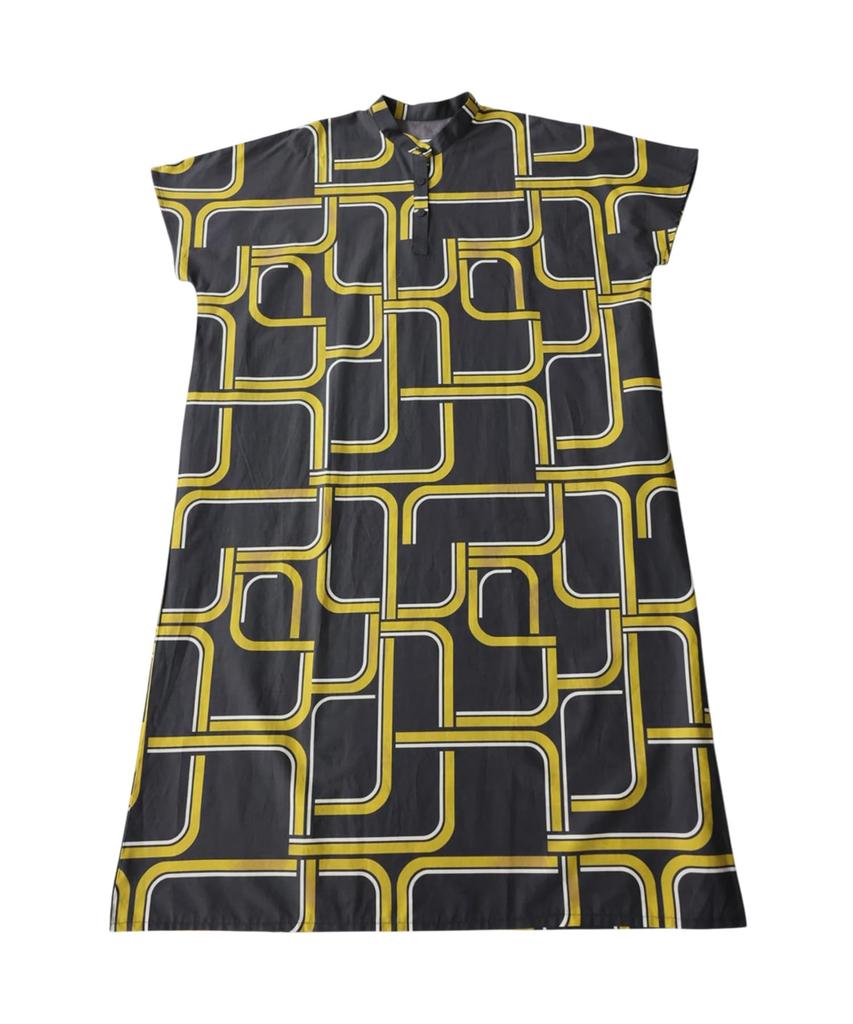 Antiqua Geometric Pattern Dress Plus Sizes Available Adult Look 05 Black One Size [antiqua] Women's Short-Sleeved, Long, Stand-Neck - Retro, Mode,