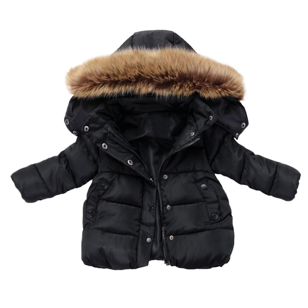 Winter Child Kids Solid Color Hoodie Zipper Coats Keep Warm Jacket Clothes