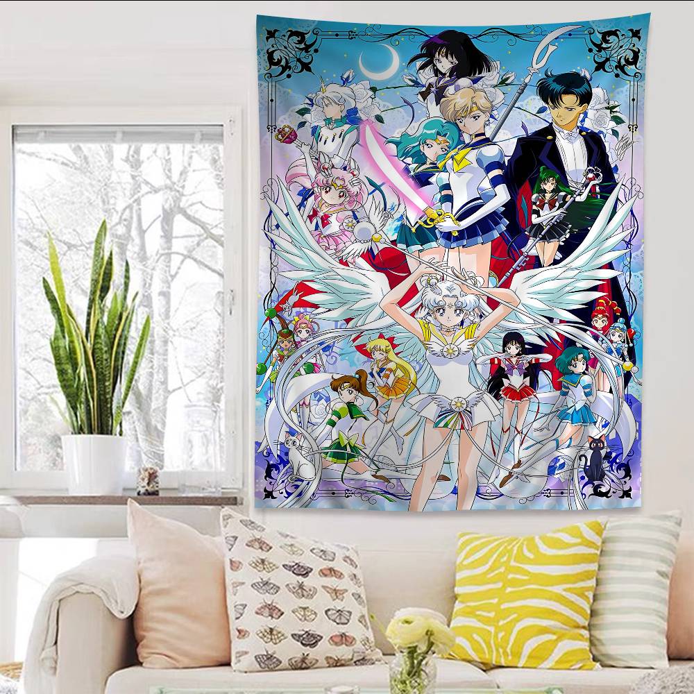 Anime SSailor Lovely MMoon Tapestry Art Printing Japanese Wall Tapestry Anime Wall Hanging Home Decor