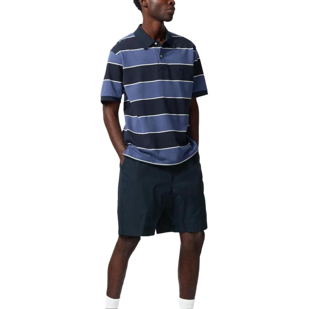Uniqlo X JW Anderson Collaboration SS25 Striped Design Embroidered Pattern Short Sleeve Polo Shirt Unisex Polo Shirts Blue 477677-68