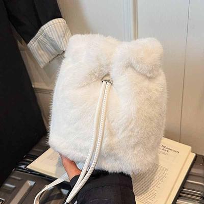 Popular Super Hot Hair Bag Women's 2025 New Niche Foreign Style Shoulder Messenger Bag Versatile Drawstring Mobile Phone Bag