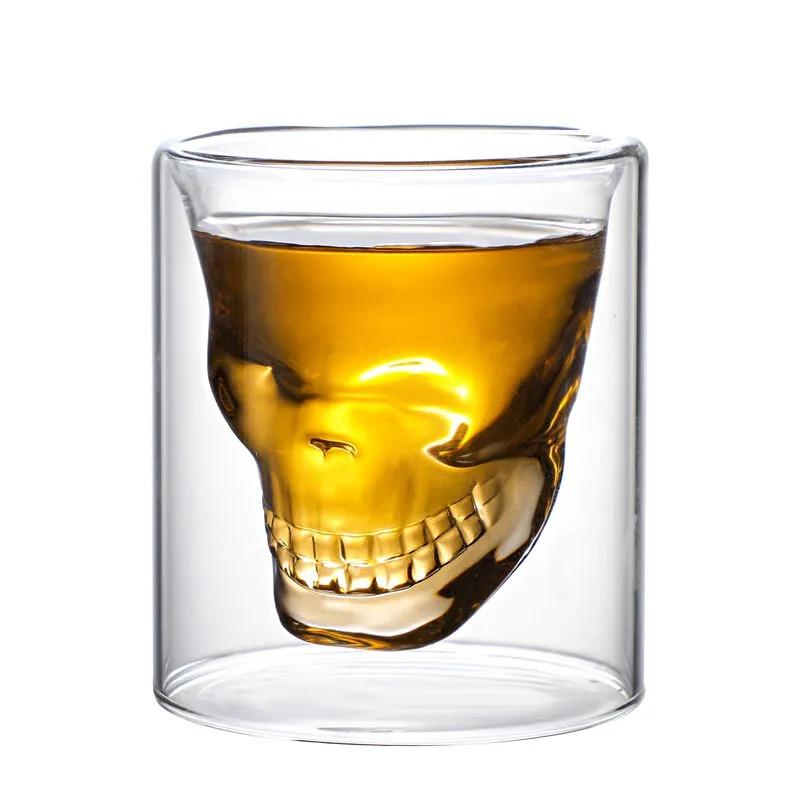 Crystal Skull Glass Cup – Double Layer Transparent Mug for Coffee, Whiskey, Wine, Beer