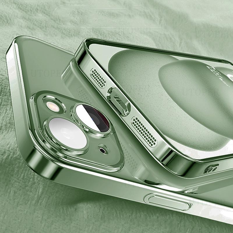 

Роскошный прозрачный мягкий ТПУ чехол с покрытием для IPhone 16 15 14 13 12 11 Pro Max Plus, ультратонкий, с защитой HD-камеры For IPhone 16 ProMax