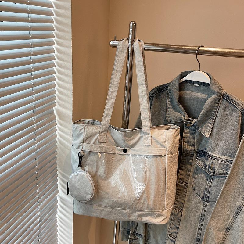 

Новая большая сумка, сумка-тоут, школьная сумка для мальчиков и девочек, водонепроницаемая сумка через плечо, модная и простая сумка-тоут грязно-белый