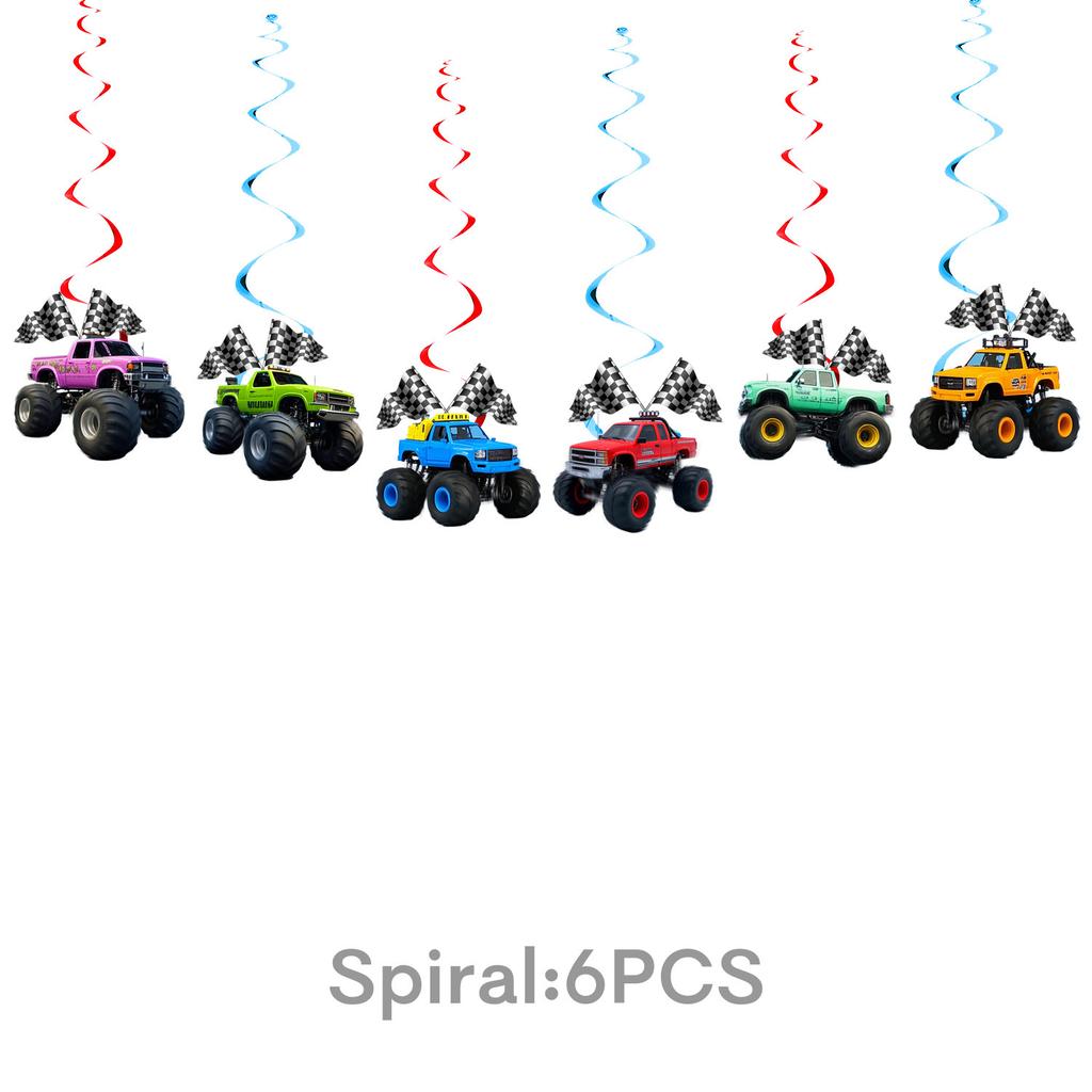 Monster Truck Theme Party Supplies Suv Party Decoration Banner Tableware Tablecloth Tissue Arrangement