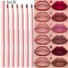 6 sztuk/zestaw konturówka do ust Nude Lip Liner Set wodoodporna matowa szminka o długotrwałym działaniu błyszczyk odporny na rozmazywanie łatwa aplikacja prezent dla każdego rodzaju skóry