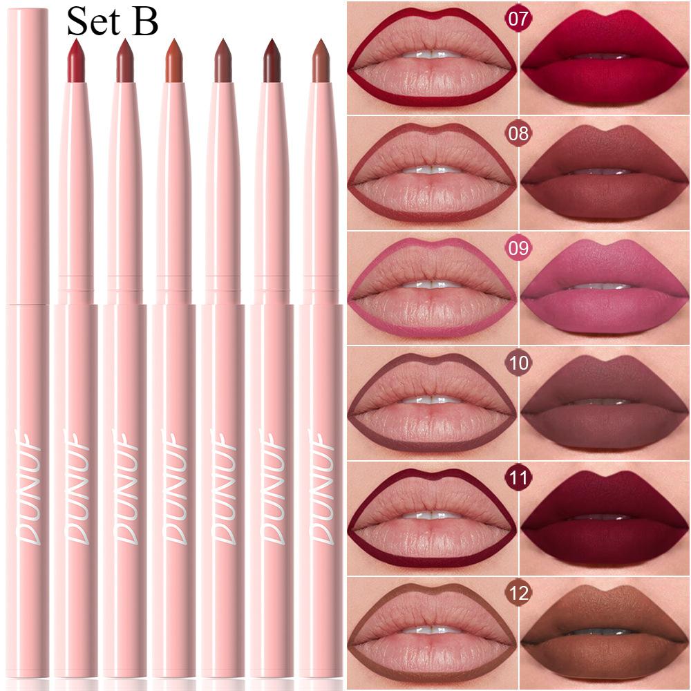 6 sztuk/zestaw konturówka do ust Nude Lip Liner Set wodoodporna matowa szminka o długotrwałym działaniu błyszczyk odporny na rozmazywanie łatwa aplikacja prezent dla każdego rodzaju skóry