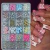 24 Grids, Mixed Nail Decoration Accessories, Rhinestones, Pearls, Beads, Bowknot, Nail Art Jewelry, DIY Tools